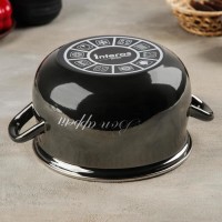 Кастрюля «Металлик», 3,1 л, стеклянная крышка, индукция, цвет чёрный