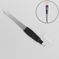 Пилка-триммер металлическая для ногтей, перфорированная, 15 см, с защитным колпачком, в чехле, цвет чёрный