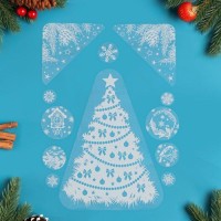 Наклейки новогодние "Ёлка белая" вырубная, 40 х 30 см