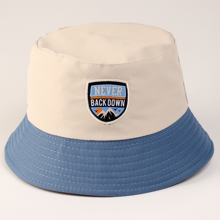 Панама детская для мальчика Never backdown, бежевая, р-р 54