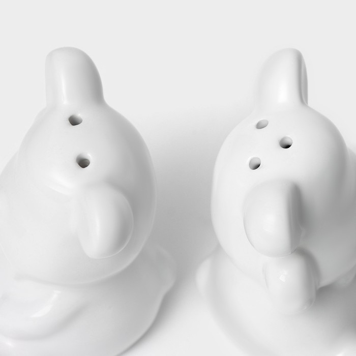 Набор для специй Доляна «Стильный мишка», 2 предмета: солонка 30 мл, перечница 30 мл, белый