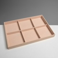 Подставка для украшений QF 6 ячеек, флок, 35×24×3, цвет бежевый