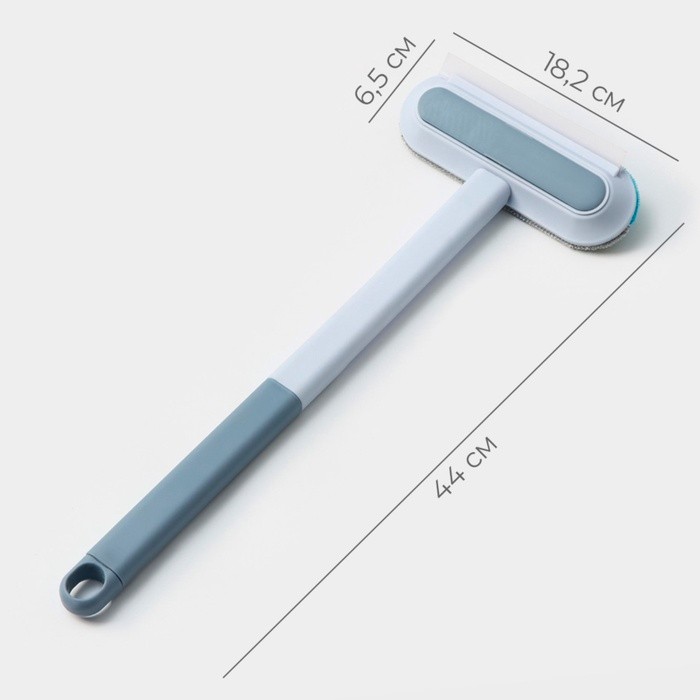 Щётка для окон Raccoon, длина 44 см, велюровая насадка 18.2×6.5 см, щётка для одежды 18.2×2 см, пластиковая щётка 2×14.5 см, силиконовый сгон 18.2 см