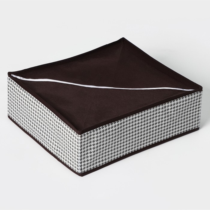 Органайзер для хранения белья Доляна «Вилли», 18 ячеек, 35×30×12 см, бело-коричневый