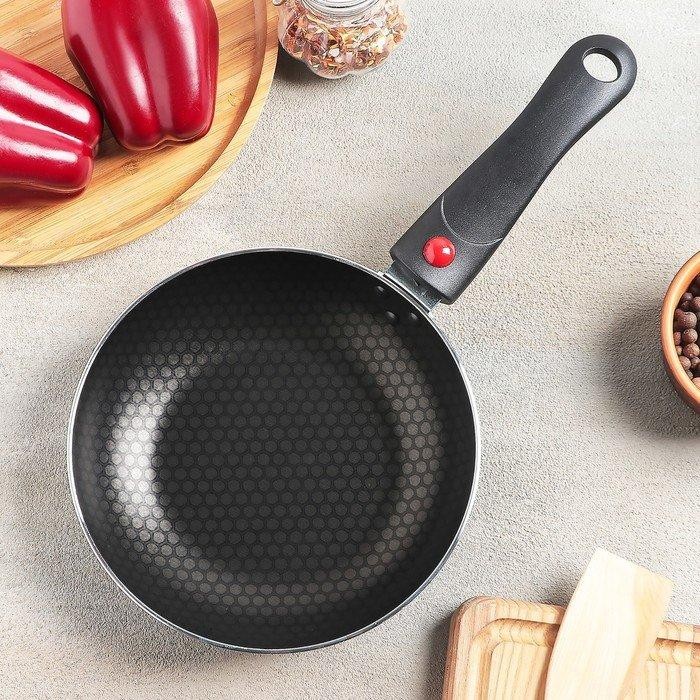 Сковорода Forever, d=20 см, съёмная ручка, стеклянная крышка, антипригарное покрытие, цвет чёрный