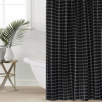 Штора для ванной «Этель. Клетка», 180×180 см, чёрная