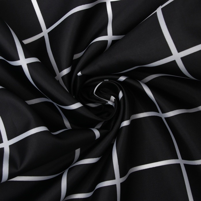 Штора для ванной «Этель. Клетка», 180×180 см, чёрная