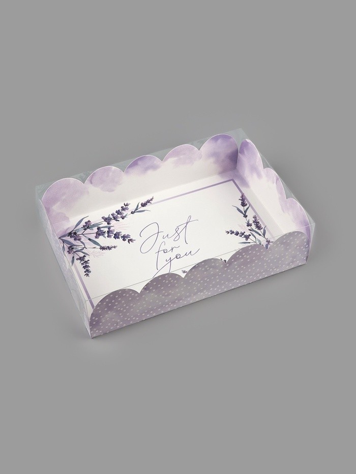Коробка для печенья, кондитерская упаковка с пластиковой крышкой, Just for you, 20×30×8 см