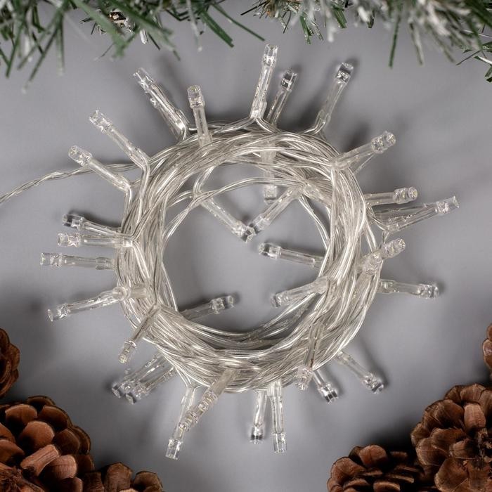 Гирлянда «Нить» 4 м, IP20, прозрачная нить, 40 LED, 2 режима, батарейки AAх3 (нет в комплекте), свечение белое