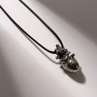 Кулон на шнурке «Анатомия» сердце, цвет чернёное серебро на чёрном шнурке, 43 см