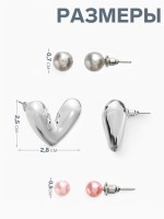 Набор серег QF «Сердечки», 3 пары, любовь, розовый в серебре