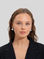 Набор серег QF «Сердечки», 3 пары, любовь, розовый в серебре