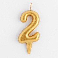 Свеча для торта «Цифра 2», золотая, 5.5 см