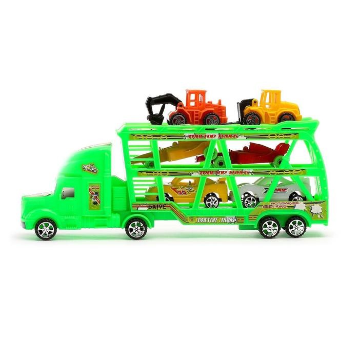 Грузовик инерционный «Автовоз» 3-х уровневый, с 6 машинами, цвета МИКС