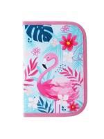 Пенал 3 секции, вкладка внутри, 140 х 210 х 40 мм, тканевый, Calligrata TOP Block "Фламинго"