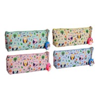 Пенал школьный на молнии, с подвеской, "Совы", МИКС