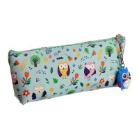 Пенал школьный на молнии, с подвеской, "Совы", МИКС