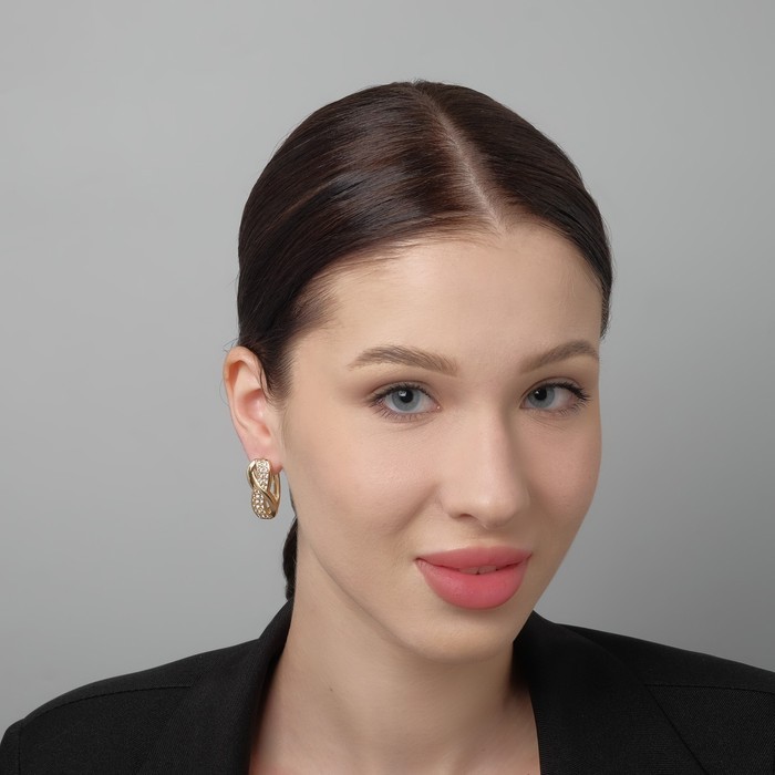 Серьги со стразами «Магия» бесконечность, белые в золоте