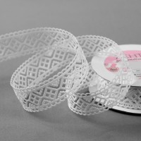 Лента фигурная «Ромбы резные», 25 мм, 9 ± 0,5 м, цвет белый