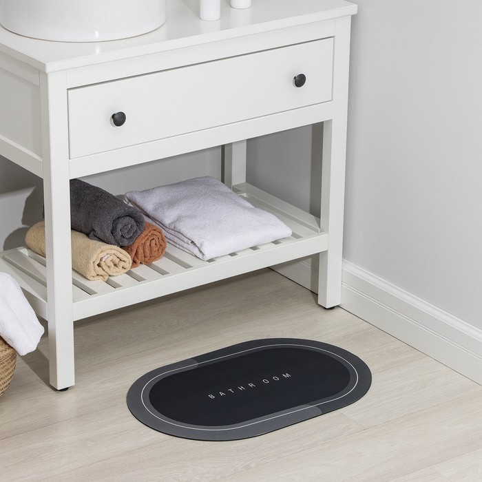 Коврик для ванной Доляна Bathroom, 48×78 см, цвет чёрный