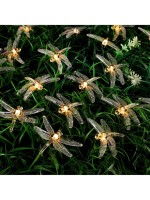 Гирлянда «Нить», 4.5 м, с насадками в виде стрекоз, IP44, 30 LED, 2 режима, солнечная батарея, тёмная нить, свечение тёплое белое