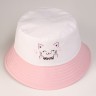 Панама детская для девочки «Мяу», белая, р-р 48-50