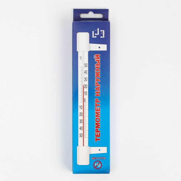 Термометр, градусник уличный, на окно, на гвоздике, от -50°С до +50°С, 20.5 х 6 см