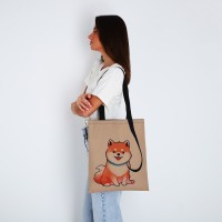 Сумка шопер «Сиба-ину», 35х0.5х40 см, отд без молнии, без подклада, бежевая