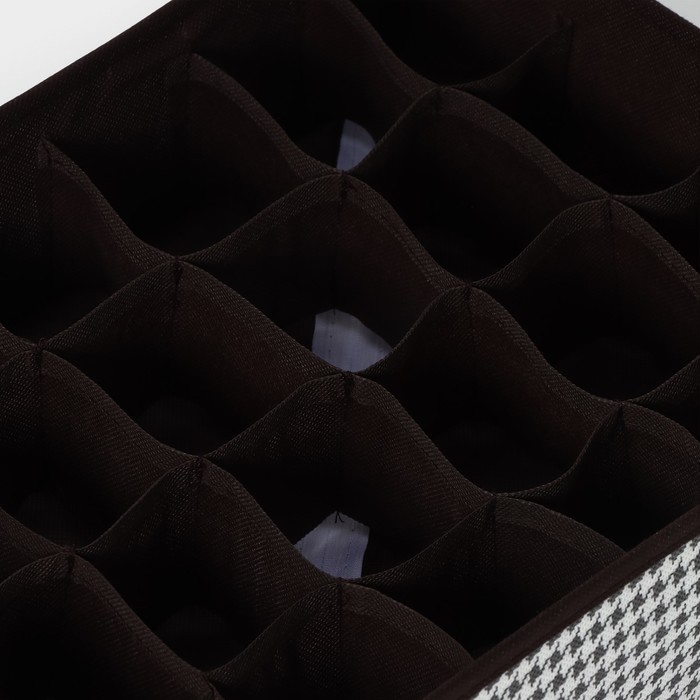 Органайзер для хранения белья Доляна «Вилли», 24 ячейки, 35×30×10 см, бело-коричневый