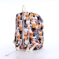 Рюкзак школьный из текстиля на молнии, 3 кармана, пенал, цвет разноцветный/оранжевый
