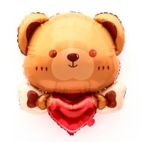 Воздушный шар фольгированный 30" «Мишка с сердцем», фигура животного