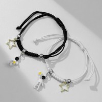 Браслеты парные «Неразлучники» космонавты со звёздами, чёрно-белые, 7 см