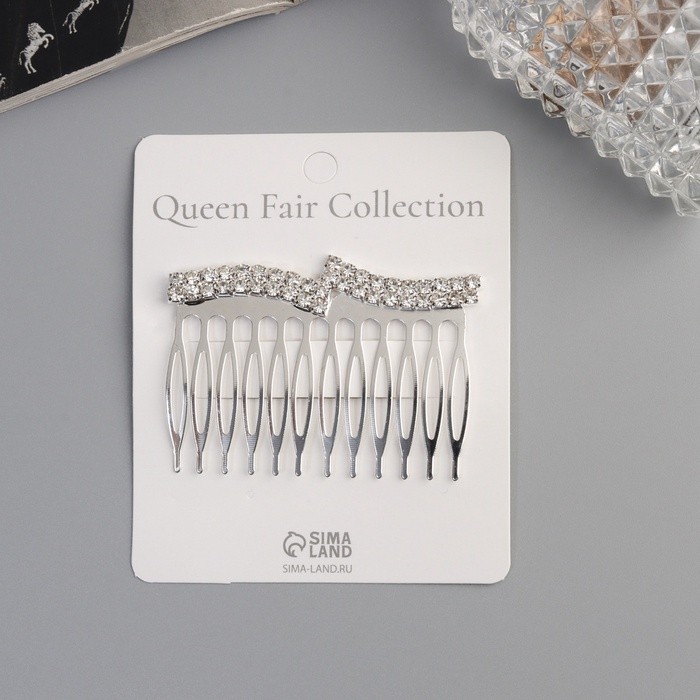 Гребень для волос QF «Медея», волны, 6.5×4 см, серебро