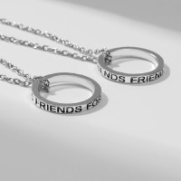Кулоны парные «Неразлучники» friends forever, кольца, цвет серебро, 45 см