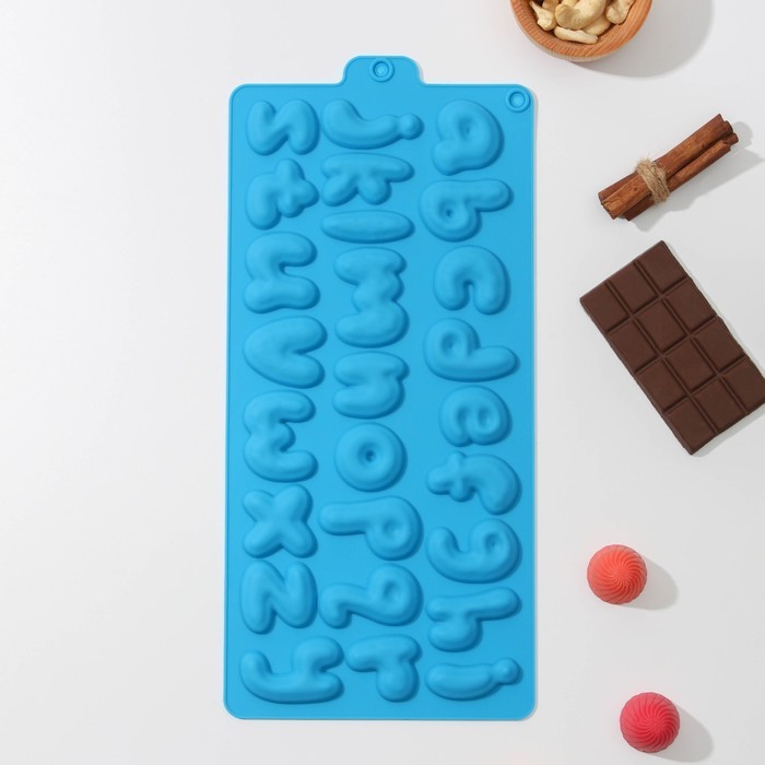 Форма для льда и кондитерских украшений Доляна «Алфавит английский», 33,5×16,3 см, 26 ячеек (h=4 см), цвет МИКС