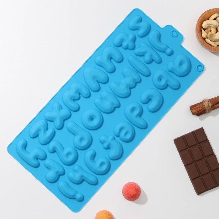 Форма для льда и кондитерских украшений Доляна «Алфавит английский», 33,5×16,3 см, 26 ячеек (h=4 см), цвет МИКС