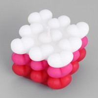 Свеча декоративная «Бабл Сердце», 6 см, бело-розовая