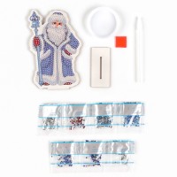 Алмазная мозаика на новый год для детей на деревянной фигурке «Дедушка Мороз», 9 х 15 см, набор для творчества