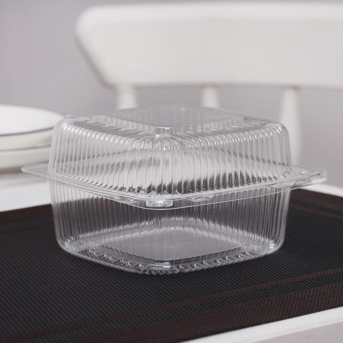 Контейнер одноразовый с неразъёмной крышкой ПР-К9 М, 350 мл, прозрачный 13×13×7,8 см, 550 шт/уп