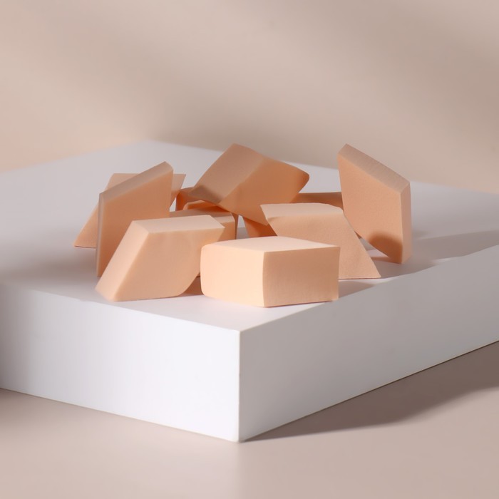 Набор спонжей «Ромбы» для нанесения косметики, 3 × 5 см, 10 шт, цвет бежевый