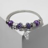 Браслет ассорти «Марджери» сова, цвет фиолетово-чёрный в серебре, d=6,5 см