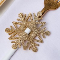 Набор для декора столовых предметов «Снежинка», 4 шт, цвет золото 6,5х7,5 см, 100% п/э, фетр 626098