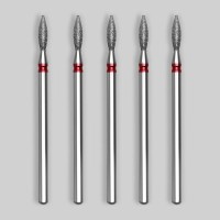 Фрезы алмазные для маникюра «Пламя», мелкая зернистость, d 2,5 × 8 мм, 5 шт