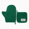 Набор кухонный "Этель" New year collection цвет  зелёный, варежка 18х29 см, прихватка 19х19 см,100% хлопок