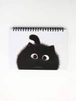 Скетчбук в твердой обложке на гребне А5 80 л 100 г/м "Котик"