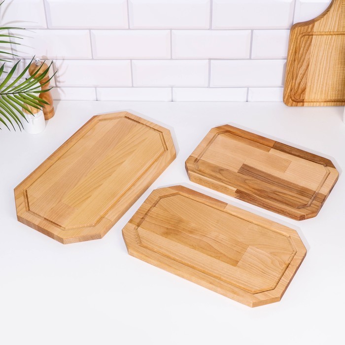 Набор досок разделочных "Гайка" в кассете (38х22х1,8;34х20х1,8;30х18х1,8) см