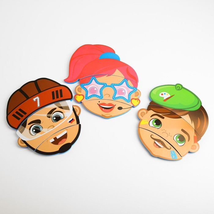 Пазлы EVA для игры в ванне «Лица», виды МИКС