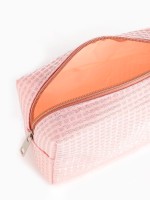 Косметичка на молнии женская, с подкладом, маленькая, розовая