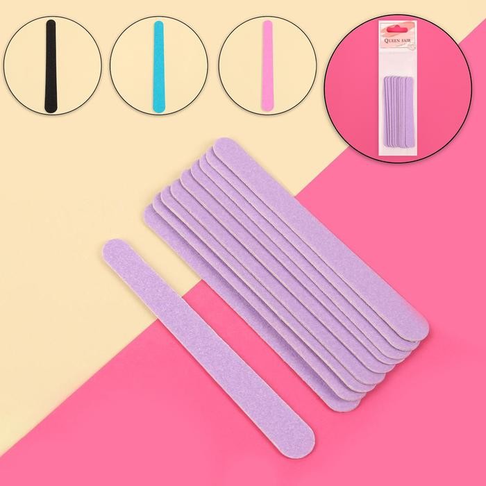 Пилки-наждаки на деревянной основе, абразивность 200/200, 13 см, 10 шт, цвет МИКС