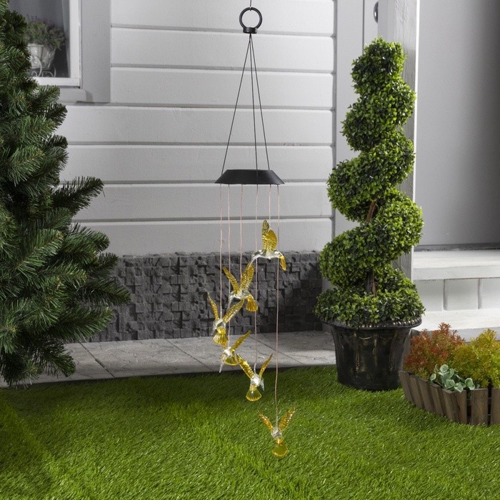 Садовый светильник на солнечной батарее «Колибри», 6 LED, свечение тёплое белое